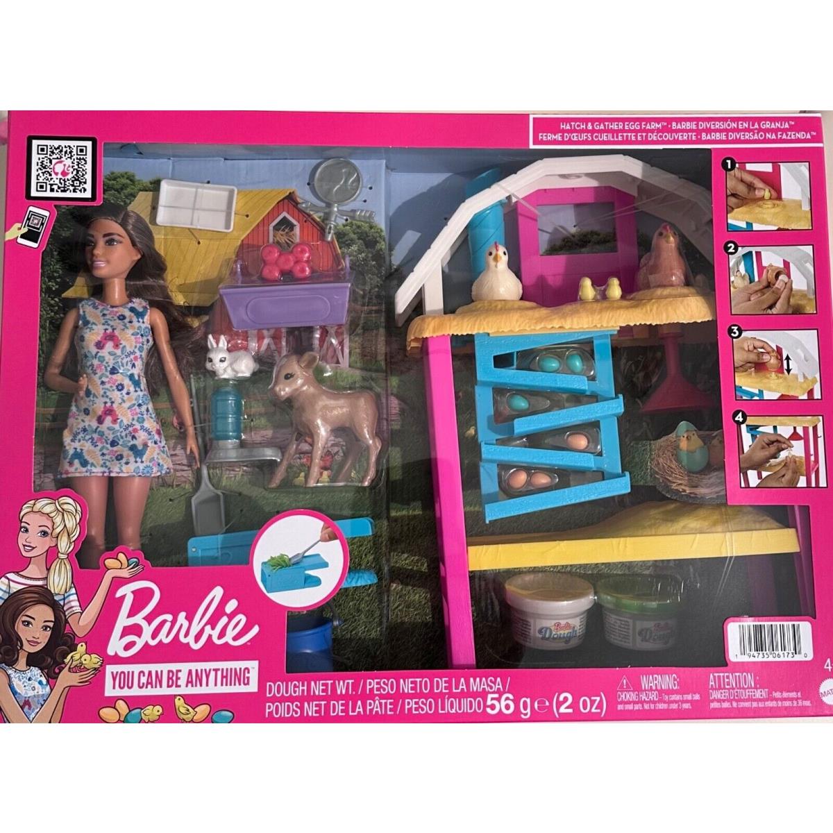 Mattel Barbie You Can Be Anything Hatch Gather Egg Farm with Coop Animals