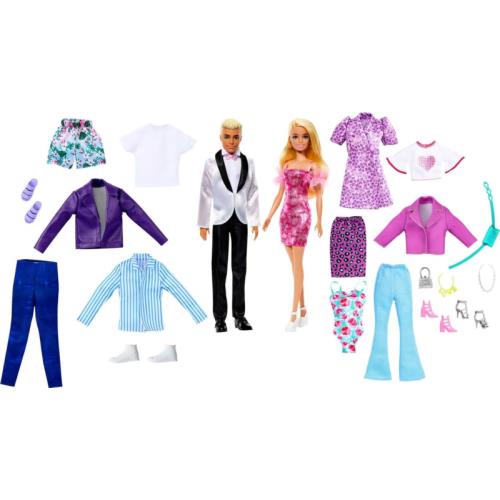 Barbie Doll and Ken Doll Fashion Set with Clothes and Accessories Toy Gift