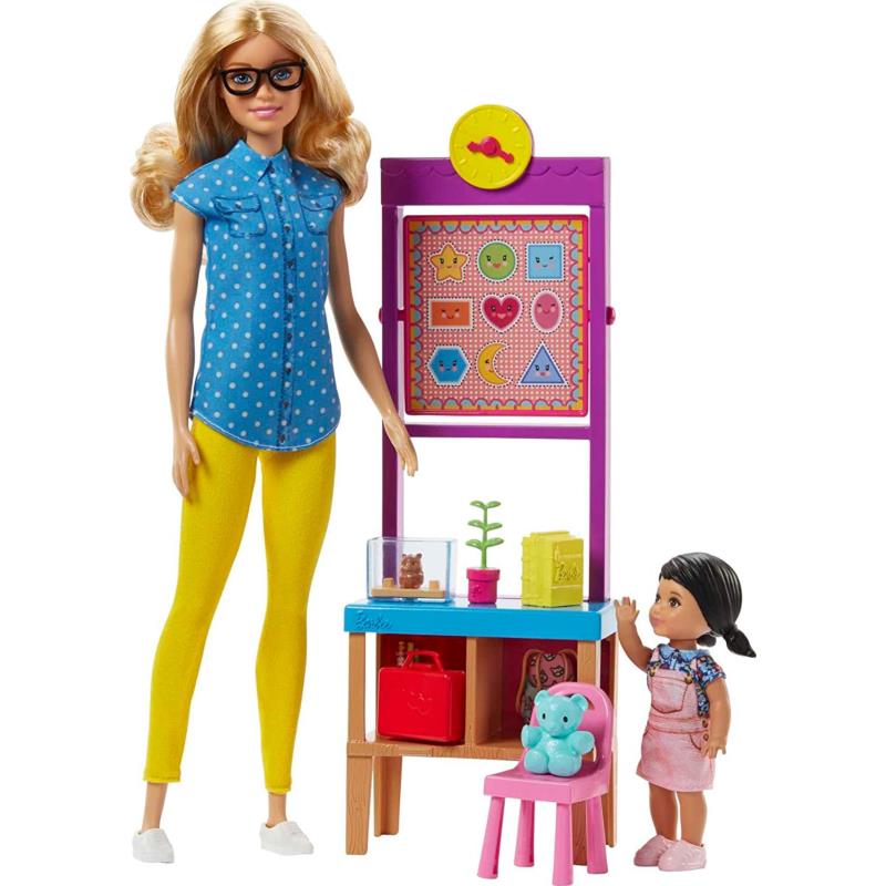 Barbie Teacher Dolls Playset with Fashion Doll Small Doll Furniture Access