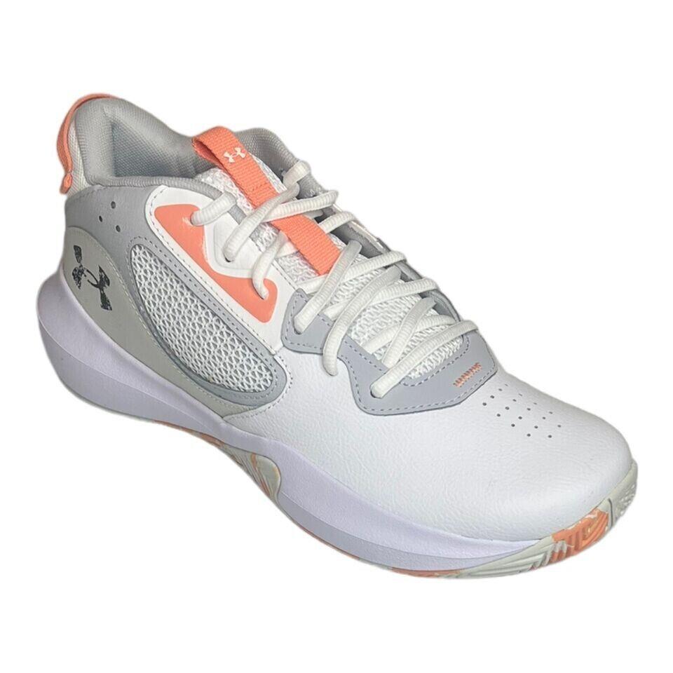 Under Armour Lockdown 6 Basketball Shoes Unisex White Peach Size M 10 or W 11.5