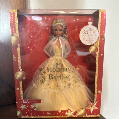 Barbie Holiday 2023 Signature Doll Light Brown and Golden Gown