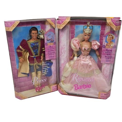 Vintage 1997 Rapunzel + Prince Ken Barbie Doll 18080 + 17646 Mattel