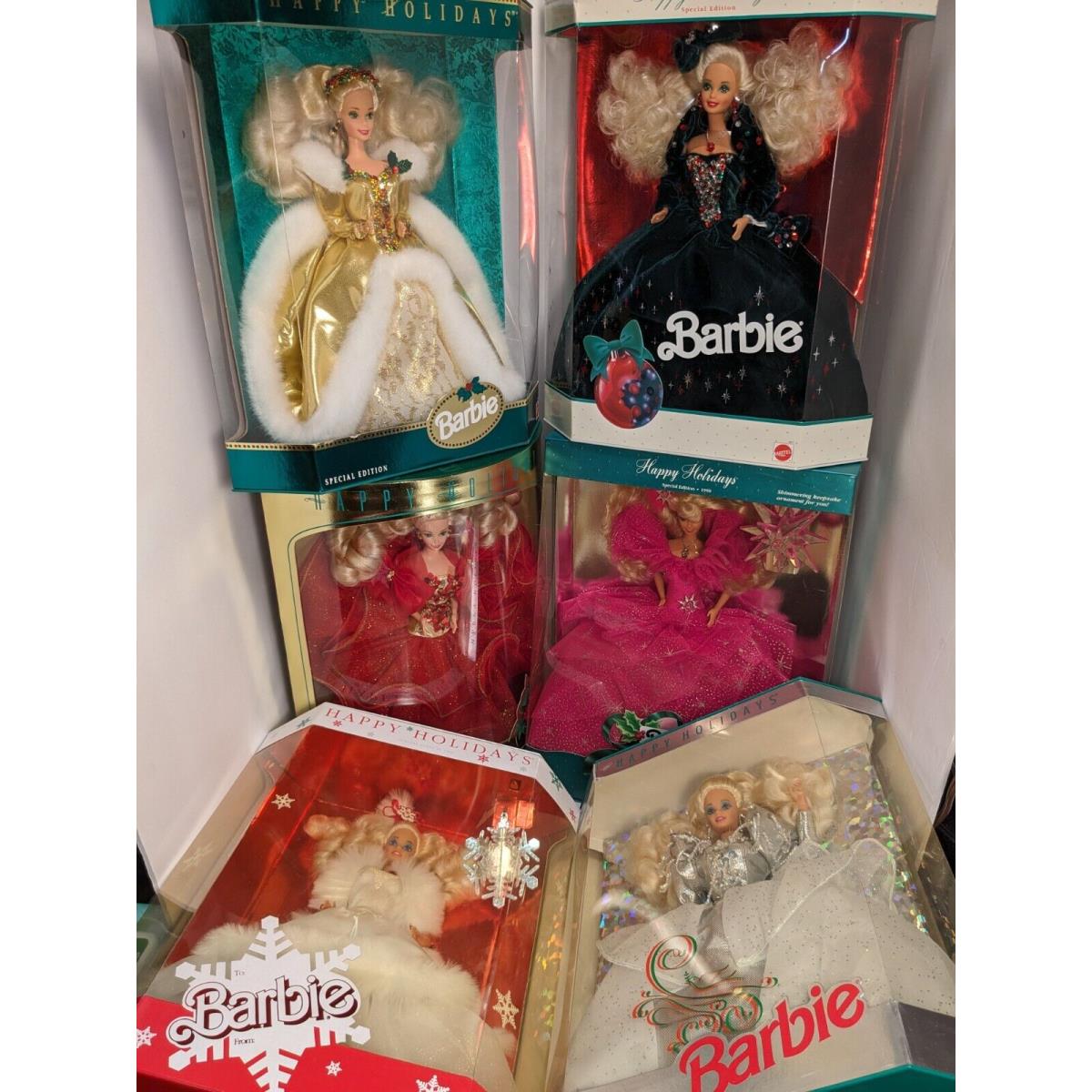 Six Special Edition Holiday Barbies 1989 1990 1991 1992 1993 1994 Nrfb