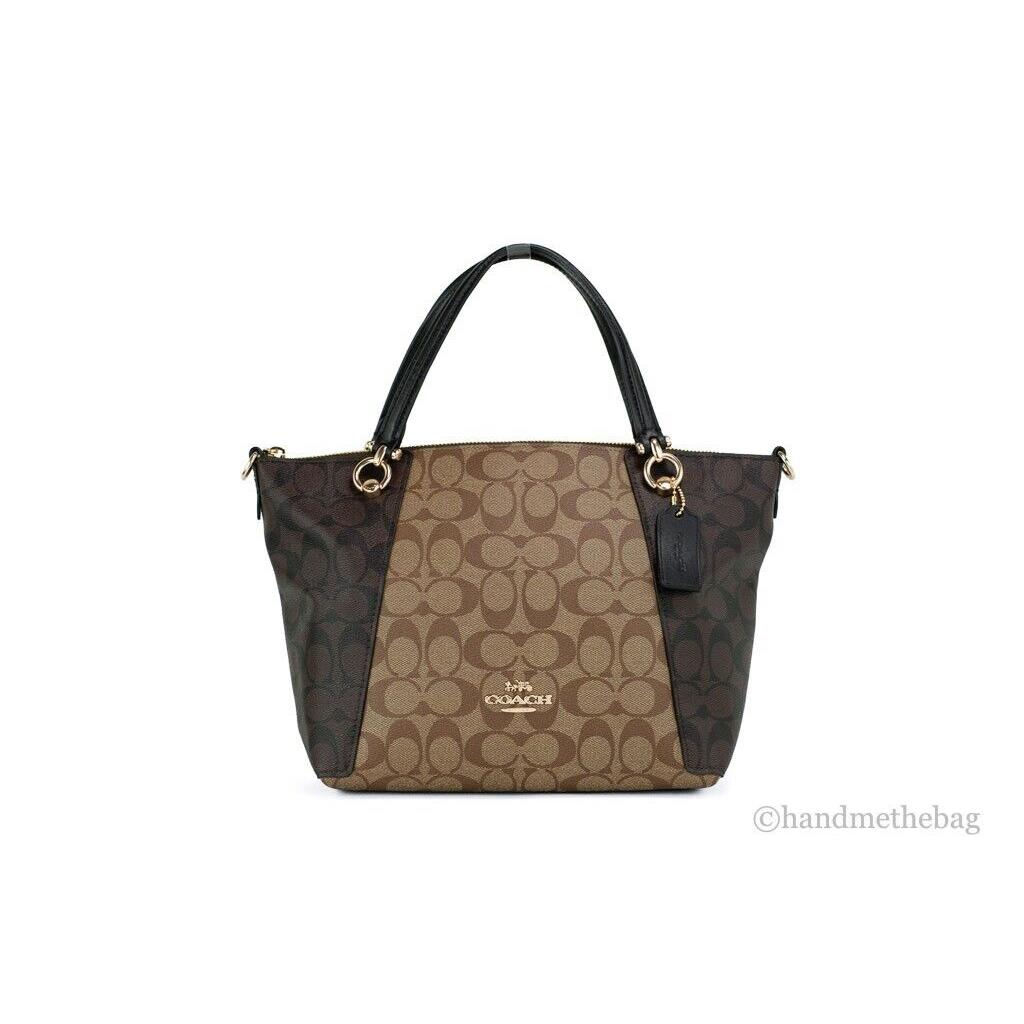 Coach C6838 Kacey Khaki Brown Signature Top Zip Satchel Crossbody Bag