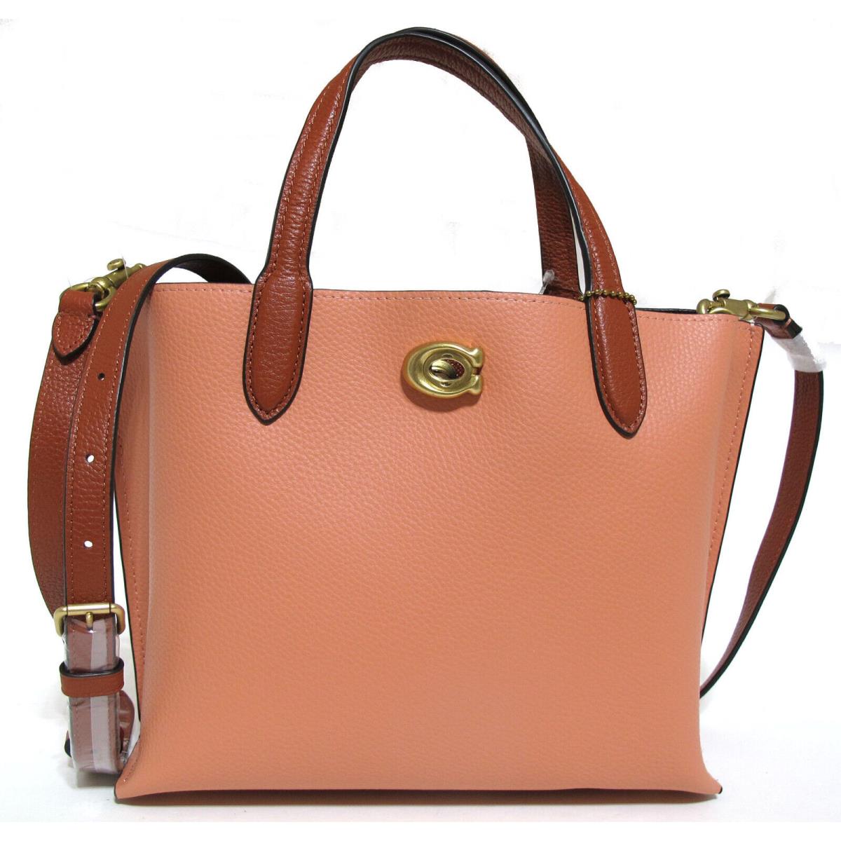 Coach Colorblock Leather Willow 24 Tote Shoulder Light Coral C8561