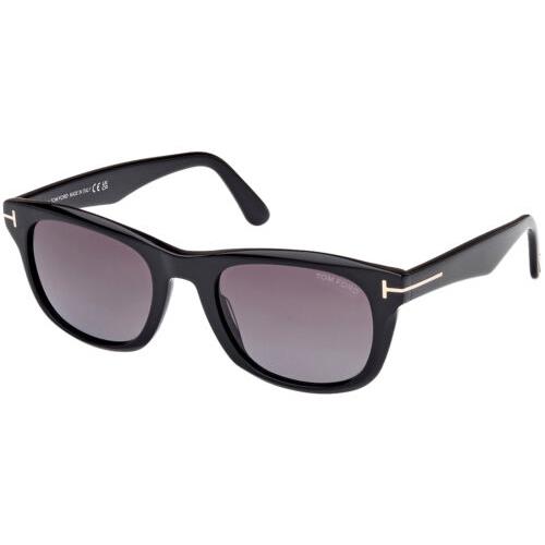 Tom Ford Kendel Men`s Shiny Black Soft Square Sunglasses w/ Gradient Lens Italy