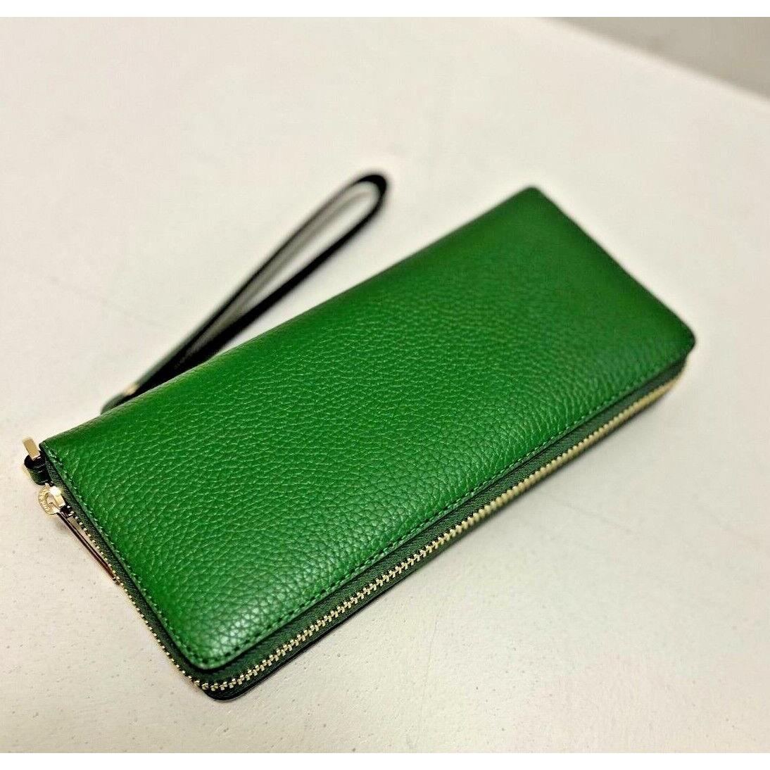 Michael Kors Travel Large Continental Leather Long Zip Around Wallet Wristlet MK FERN GREEN