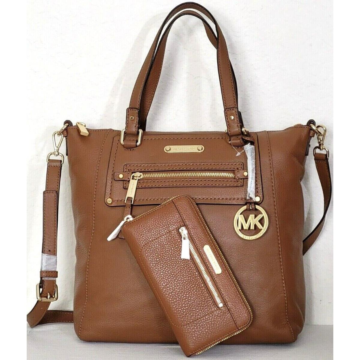 Michael Kors Gilmore Large Luggage Brown Leather Tote Bag +/or Wallet Tote and Wallet set