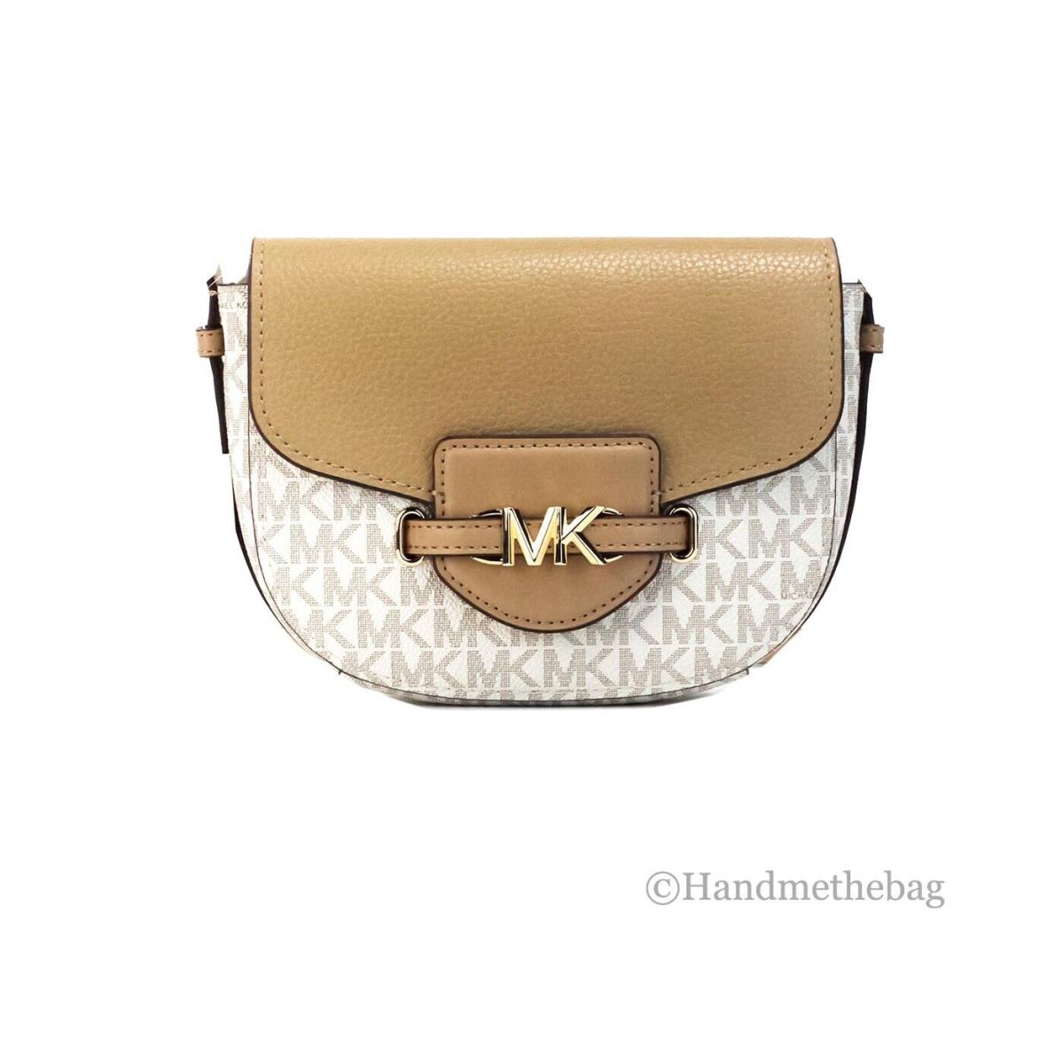 Michael Kors Reed Small Camel Signature Pvc Flap Saddle Crossbody Bag