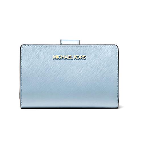 Michael Kors Jet Set Medium Saffiano Leather Pale Blue Bifold Wallet