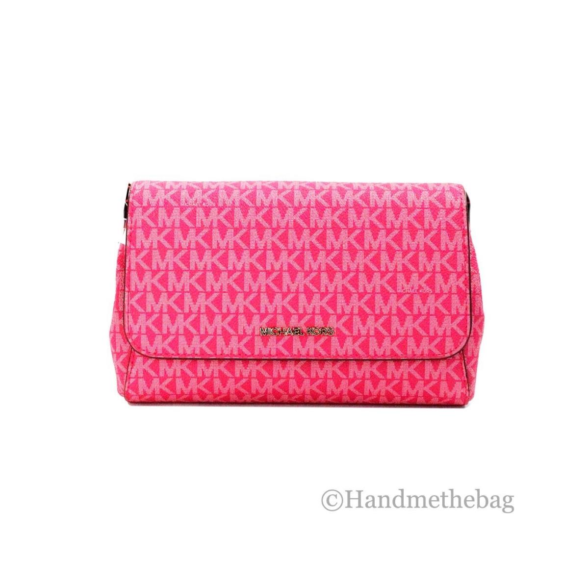 Michael Kors Jet Set Medium Electric Pink Convertible Pouchette Crossbody Bag