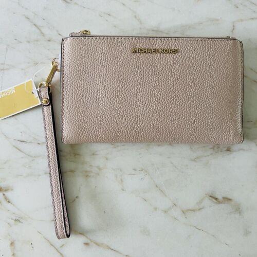 Michael Kors Jet Set Soft Pink Leather Double Zip Wallet Wristlet