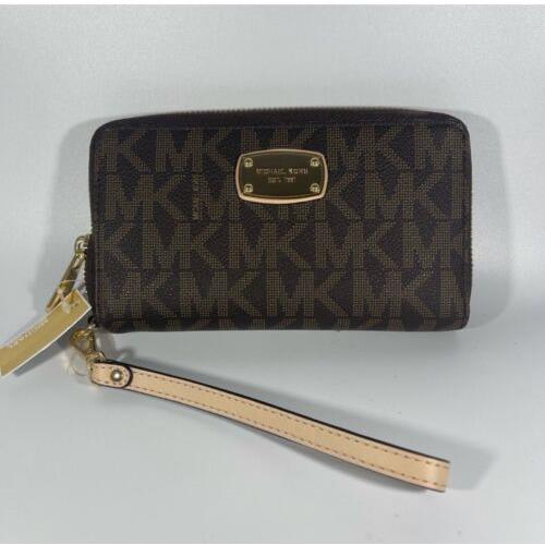 Michael Kors Jet Set Large Flat Multifunction Phone Case Wristlet Wallet Clutch