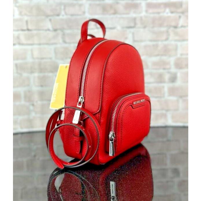 Michael Kors Jaycee Leather XS Backpack Shoulder Bag Bright Red