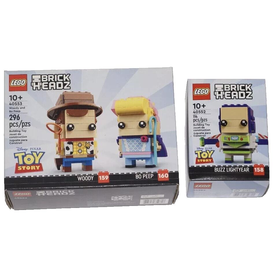 Lego Brickheadz Toy Story Set 40553 Woody Bo Peep + 40552 Buzz Lightyear