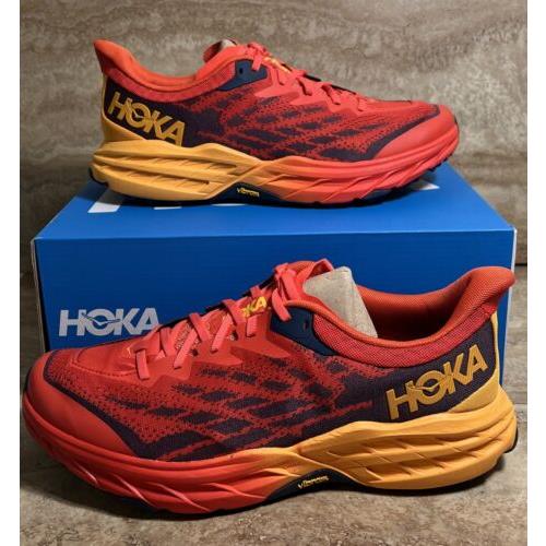 Hoka One One Men`s Speedgoat 5 Fiesta Size 11.5 Mens Red Running Shoes