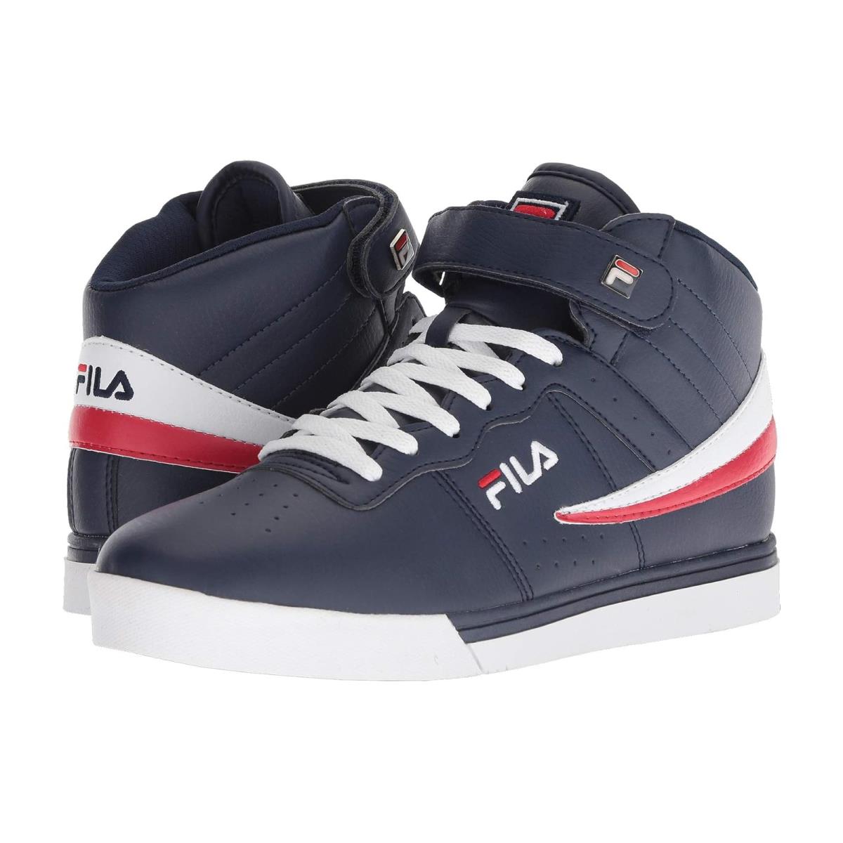 Man`s Sneakers Athletic Shoes Fila Vulc 13 Mid Plus Fila Navy/White/Fila Red