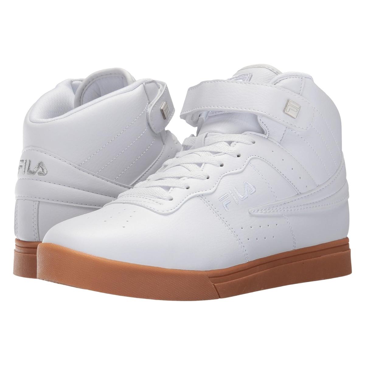 Man`s Sneakers Athletic Shoes Fila Vulc 13 Mid Plus White/Metallic Silver/Gum