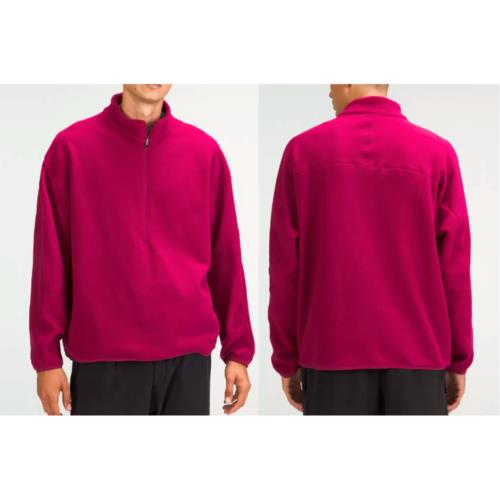 Lululemon Men`s Oversized-fit Fleece Half Zip Sweatshirt Pomegranate Size XL
