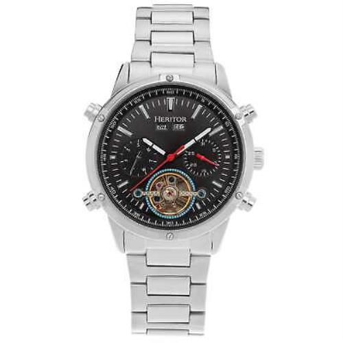 Heritor Automatic Wilhelm Semi-skeleton Bracelet Watch W/day/date - Silver/black