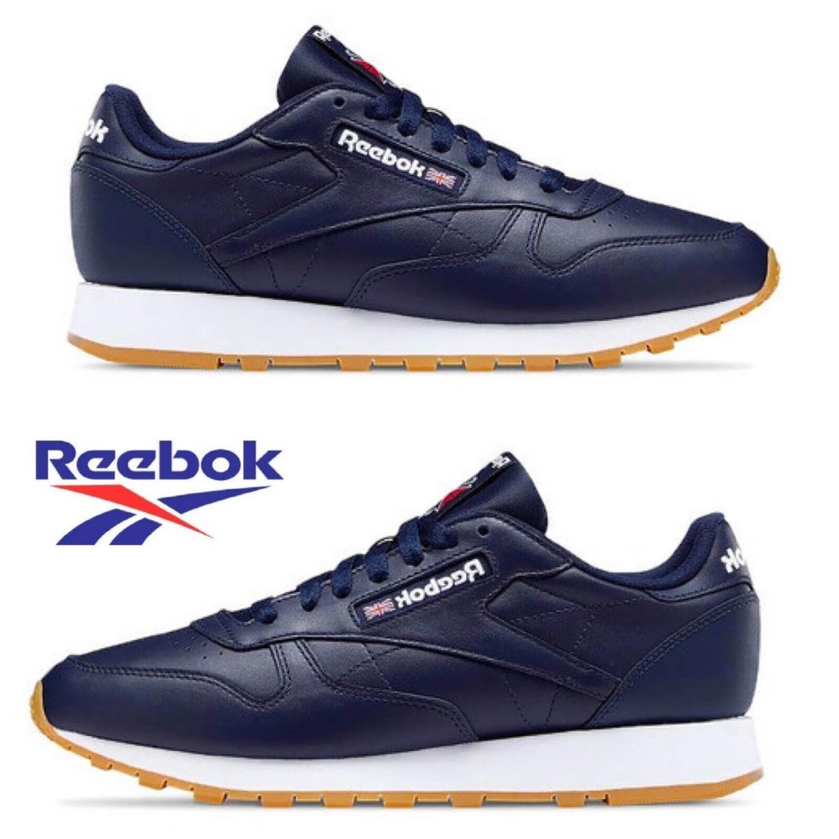 Reebok Classic Leather Running Shoes Men`s Sneakers Running Training Sport Blue - Blue, Manufacturer: Vector Navy/Ftwr White/Reebok Rubber Gum