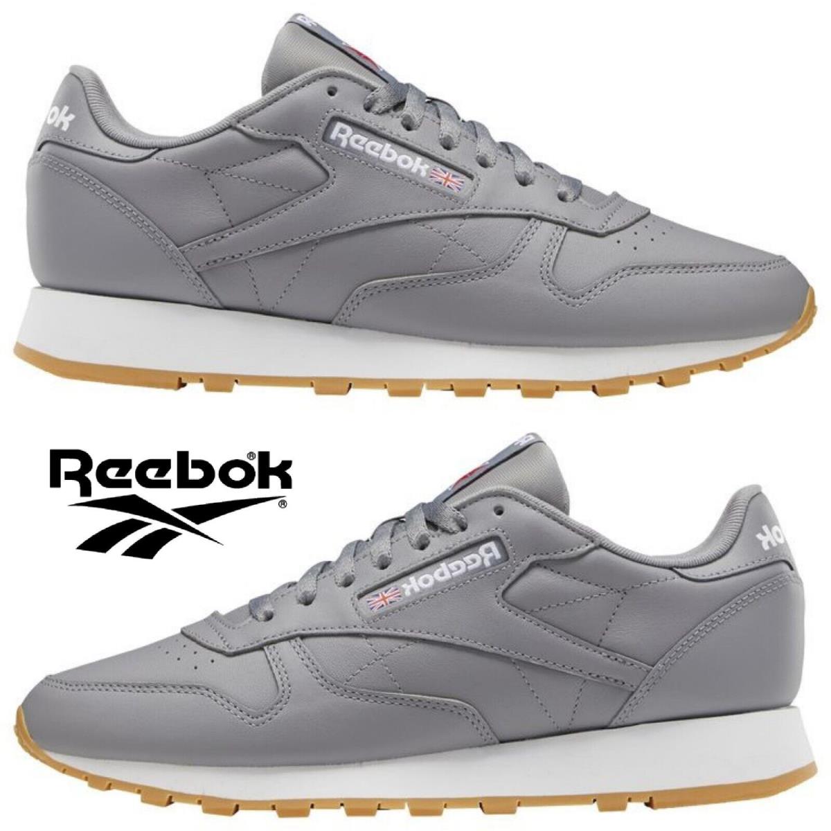Reebok Classic Leather Running Shoes Men`s Sneakers Running Training Sport Gray - Gray, Manufacturer: Grey/Brown