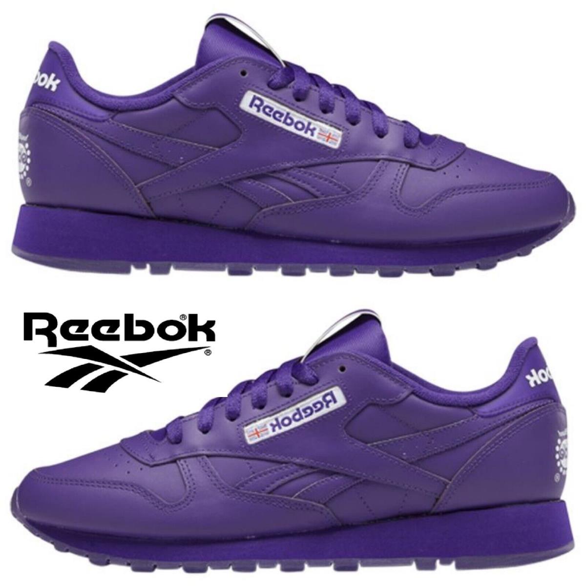 Reebok Classic Leather Popsicle Men`s Sneakers Running Training Shoes Casual - Purple, Manufacturer: Purple/Purple