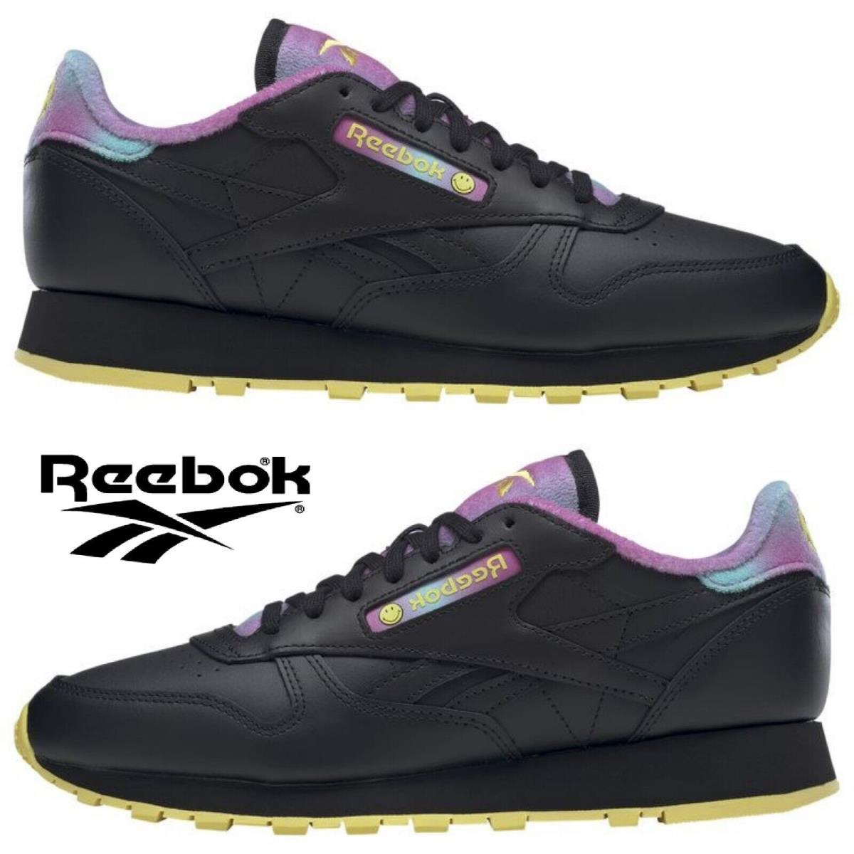 Reebok Classic Leather Men`s Sneakers Running Training Shoes Casual Sport - Black, Manufacturer: Black/Multi