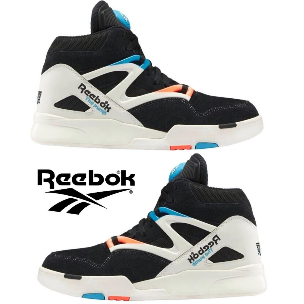 Reebok Pump Omni Zone 2 Basketball Shoes Men`s Sneakers Running Casual Sport - Black, Manufacturer: Black | Orange | Light Blue