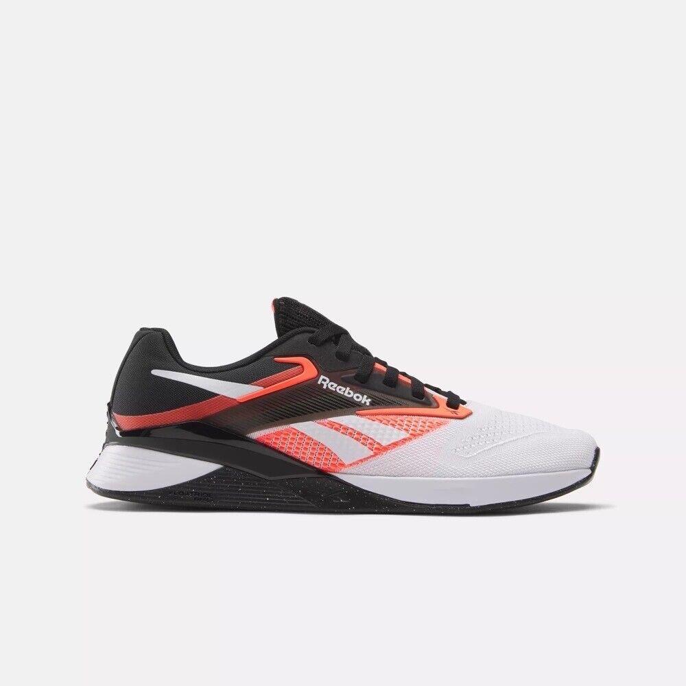 Men Reebok Nano X4 Training Shoes Size 12 White Black Flare Orange 100074684