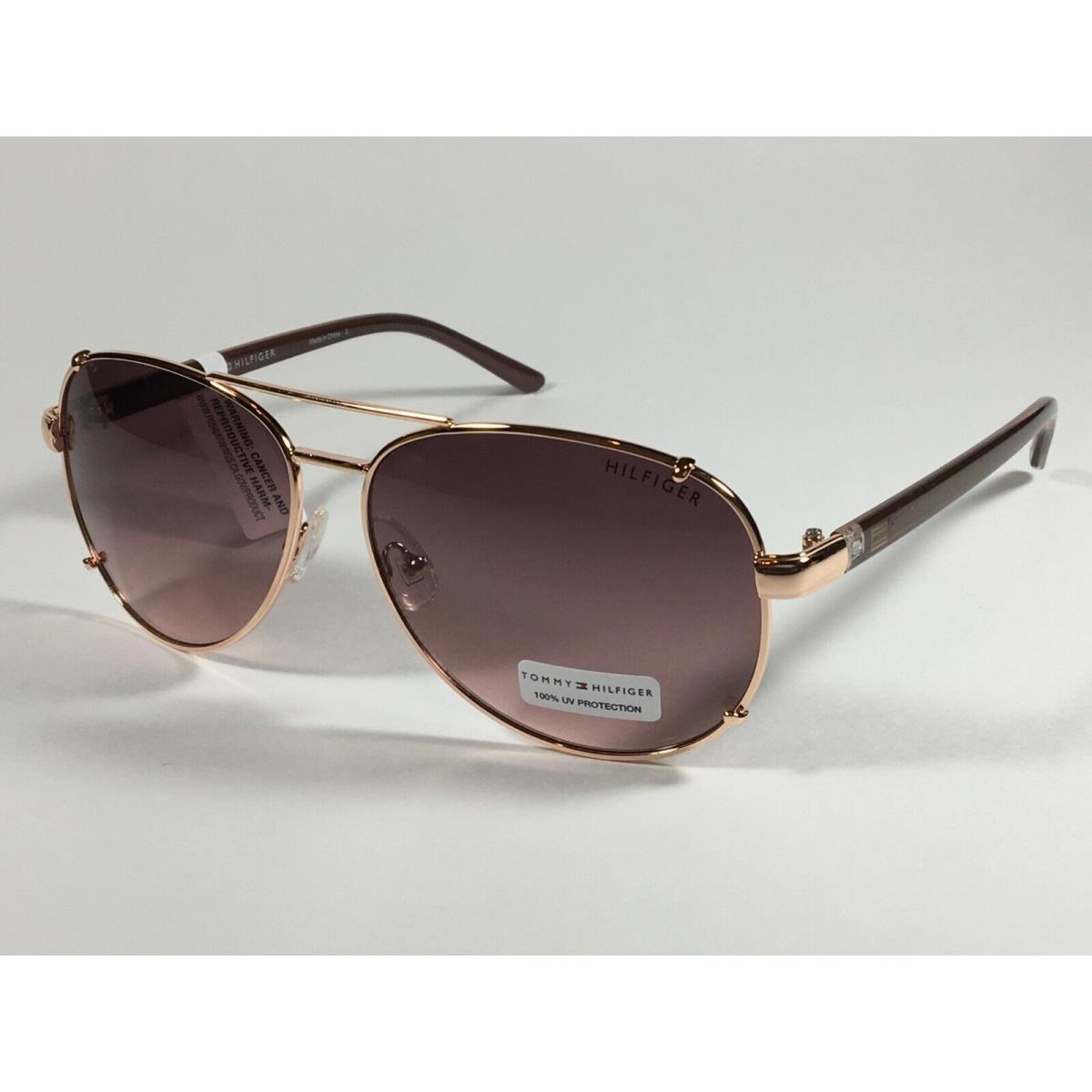 Tommy Hilfiger Bradshaw WM OL06 Aviator Sunglasses Rose Gold Brown Gradient