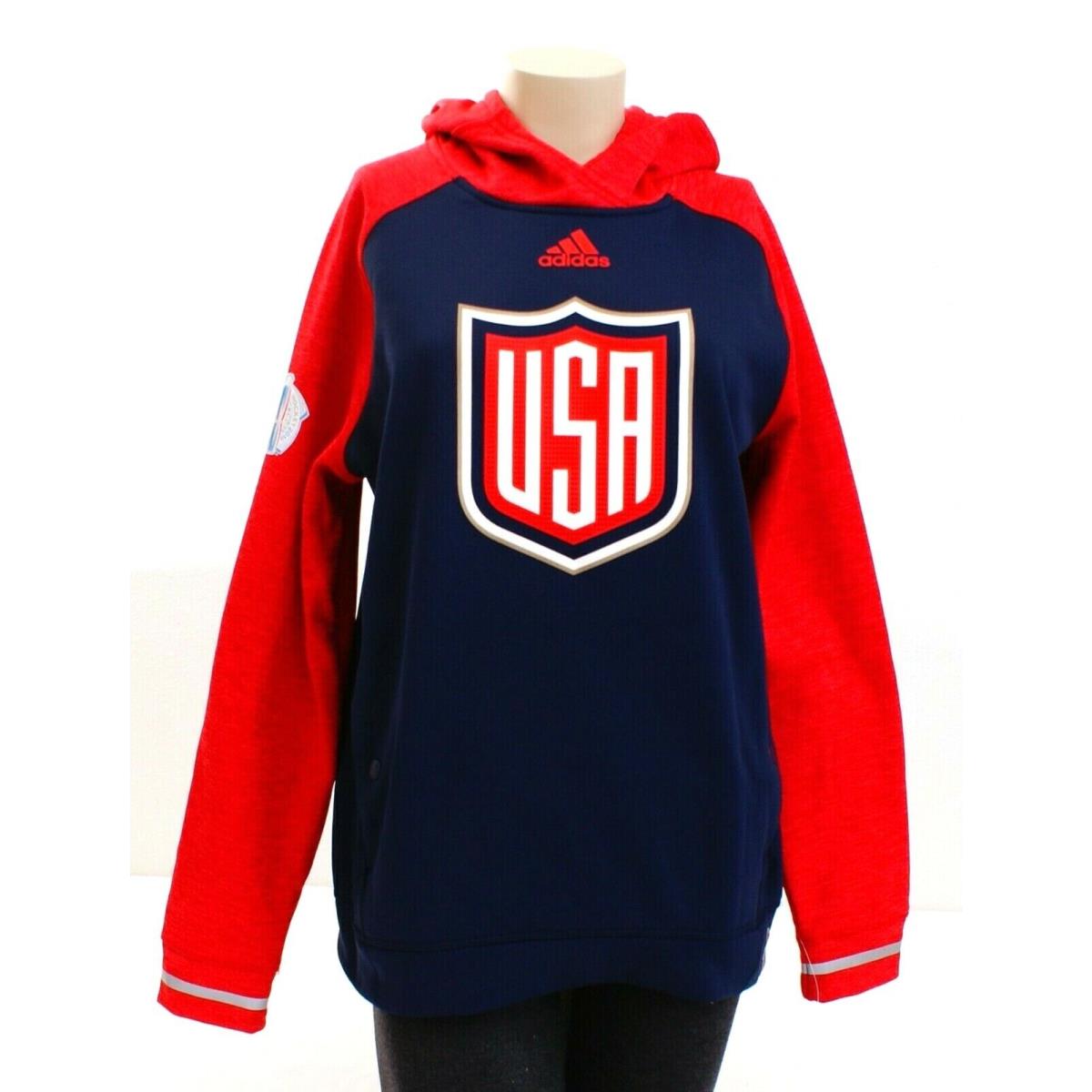 Adidas Climawarm Blue Red Usa World Cup Hockey Hoodie Women`s