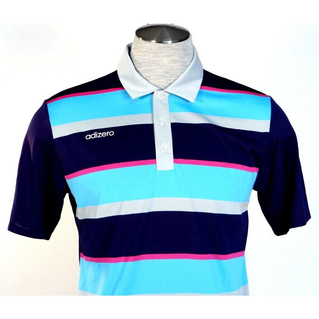 Adidas Golf Adizero Moisture Wicking Multi Stripe Short Sleeve Polo Shirt Men`s