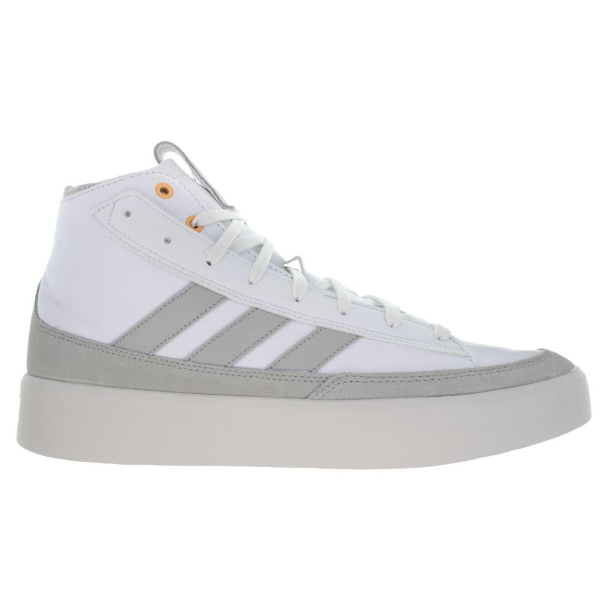Adidas Men`s Znsored HI White - Grey Skate Shoes Size 12 - 13 - Cloud White, Grey Two, Acid Orange