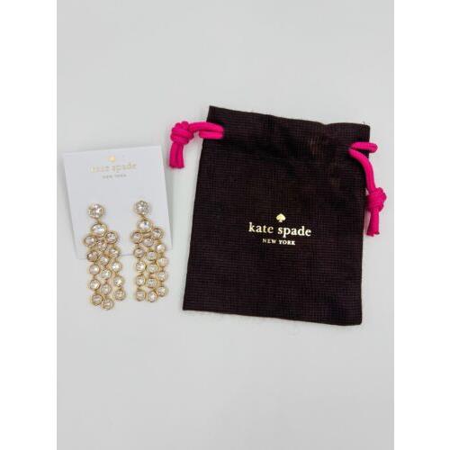 Kate Spade Subtle Sparkle Chandelier Earrings Jewelry Gold-tone Gift Bag