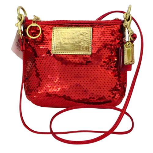 Coach Poppy Red Sequined Disco Crossbody Swingpack Purse Bag 43978 Rare