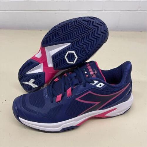 Diadora Trofeo 2 AG Pkl Tennis Shoes Women`s Size US 10 Blueprint/pink