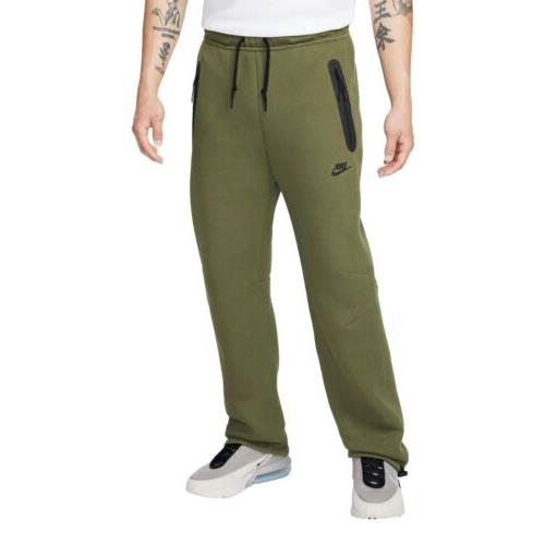 Size Medium - Nike Men`s Tech Fleece Open Hem Pants Olive FB8012-222