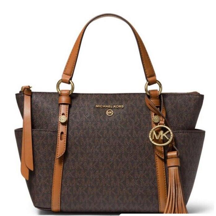 Michael Kors Sullivan Signature Logo Top Zip Small Tote Bag In Brown MK Color