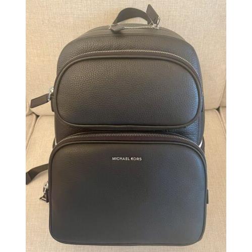 Michael Kors Backpack Rare Cooper Pebbled Black Leather Utility Pocket