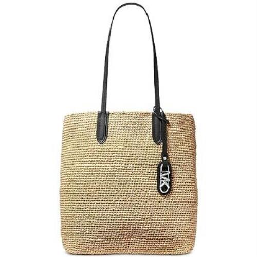 Michael Kors Women`s Eliza Large Straw Tote Bag with Pouch Natural Black