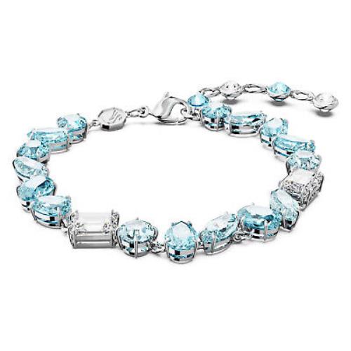 Swarovski Crystal Gema Bracelet Mixed Cuts Blue Rhodium Plated 5666018