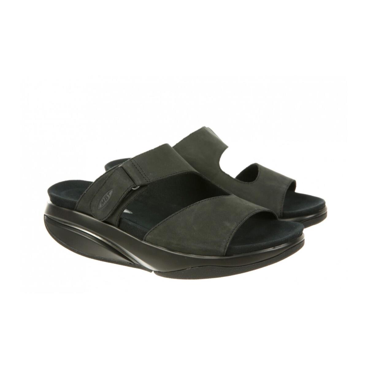 Mbt Tabia Women`s Slide Sandals Black Light Weight Slipper Inside or Go Out Black Nubuck Leather