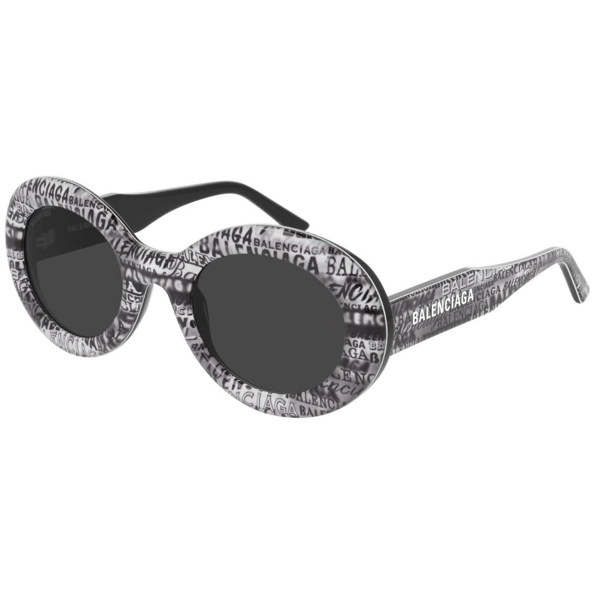 Balenciaga BB0074S White Logo Print/grey 004 Sunglasses