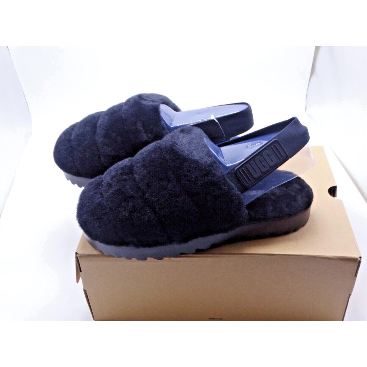 Womens Ugg Super Fluff Slide Fur Slippers Blk 8