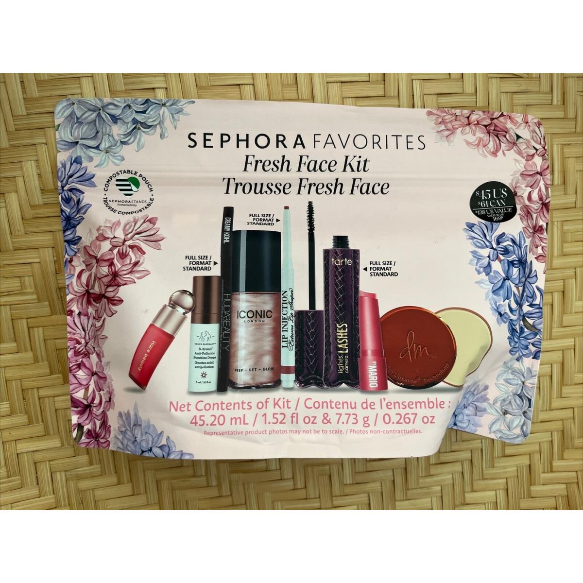 Sephora Favorites 2024Fresh Face Makeup Kit 8 Pcs Full Travel Tarte Mario Rare