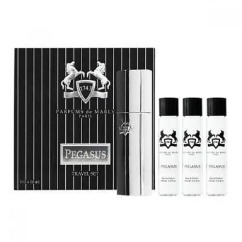 Parfums De Marly Pegasus 4 Pcs Set For Men: Case + 3 x 0.33 oz Eau De Parfum