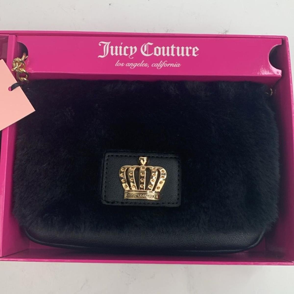 Juicy Couture Liquorice Black Flap Crossbody Bag Pompom Keychain Gift Set