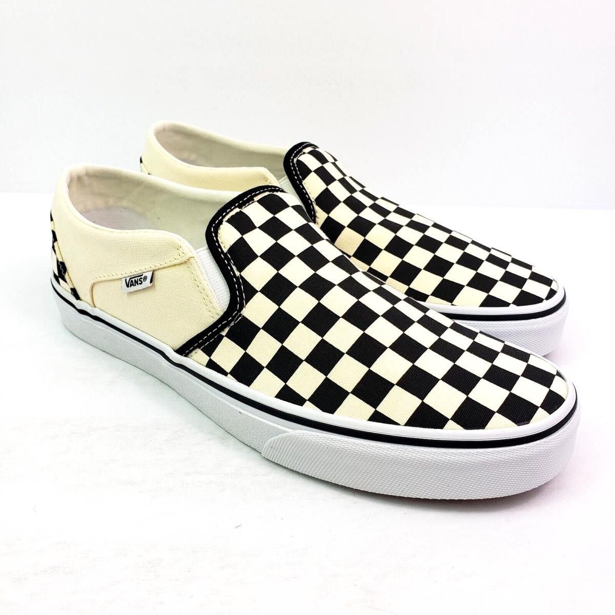 Vans Asher Womens Size 11 Black White Checkerboard Slip On Skate Sneaker Shoes