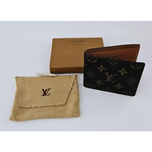 Louis Vuitton Cowhide Leather Wallet Monogram Pattern Brown Bi-fold V-913